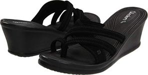 Skechers Cali Women's Rumblers-Beautiful People Wedge Sandal, Black, 8