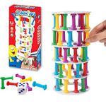 Kidology Tumbling Tower Stacking Game | Fine Motor Skill Montessori Building Blocks with Dice Toppling | Leaning Tower Toy Family Party Games for Kids and Adults