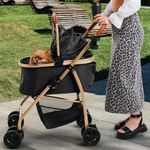 Dog Stroller, Pet Stroller, Cat Stroller – Zipperless Entry, Easy Fold with Removable Liner, Storage Basket + Cup Holder