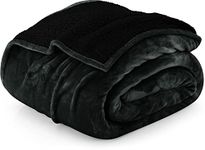 Utopia Bedding Sherpa Blanket Queen Size [Black, 90x90 Inch] - 480GSM Thick Warm Plush Fleece Reversible Winter Blanket for Bed, Sofa, Couch, Camping and Travel