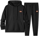 JMIERR Men's 2 Piece Airport Outfits Hoodies Sweatshirt 2023 Winter Trendy Tracksuit & Oversized Jogger Sweatpants Sweatsuit Lounge Matching Set, Small, Black