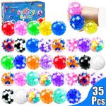 Stress Balls, Squishy Squeeze Balls Bulk, Small Sensory Balls, ADHD Stress Relief for Adults , Classroom Prizes, Party Favors, Birthday Gift, Goodie Bag Stuffers (35)