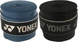 YONEX Tech 501 Grip Smooth Tacky (Black, Blue, Pack of 2)