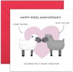 Old English Co. 7th Wedding Anniversary Card for Husband and Wife - Cute Funny Wool Anniversary Greeting Card for Husband Wife - Seventh Gift Anniversary for Couple - Blank Inside