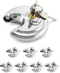QWORK Keyed Alike Disc Padlock, 8 Pack Stainless Steel Discus Lock with 3/8-Inch Shackle, 2-3/4 in Wide, for Garages, Fence, Sheds and Storage Unit