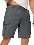 JMIERR Mens Stretch Cargo Shorts Cotton Classic Drawstring Relaxed Fit Extreme Motion Hiking Shorts,US 40(2XL),Dark Grey