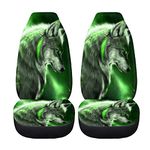 chaqlin Galaxy Wolf Car Seat Covers Set,2 Pack Starry Night Wolf Auto Front Seat Protector Vehicle Bucket Seat Cover Set for Women Men Car Interior Decorative Animal Wolf Seat Covers for Car