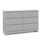 Stork Craft Storkcraft Brookside 6 Drawer Dresser, Kids Bedroom Dresser with 6 Drawers, Wood & Composite Construction, Ideal for Nursery Toddlers Room Kids Room, Pebble Gray