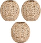 DOITOOL 3Pcs Rattan Pendant Lamp Shade, Rattan Basket Chandelier Lamp Shade, Woven Lampshade Light Fixture Rattan Shade for Home Restaurant Teahouse Decoration