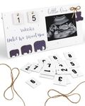 Baby Scan Photo Frames Pregnancy Announcement Gifts, Wooden Ultrasound Photo Frame with Countdown Weeks, 1 Bear & 2 Hanging Rope Decorations, Pregnancy Announcement, Mum to Be Great Pregnancy Gift