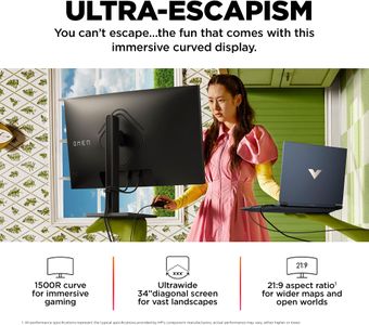 HP OMEN 34c Curved Gaming Monitor – 34'' WQHD, 165Hz, FreeSync, HDMI
