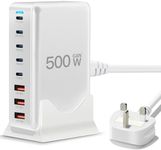 USB C Charger 500W 8 Port GaN3 USB C Charging Station Compatible with Laptop,ipad, iPhone 16/15/14/13/12/11 Pro Max Smart Fast Charger Pixel Note MacBook Pro/Air USB Charger