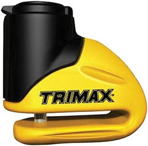 Trimax T645S Hardened Metal Disc Lock - Yellow 5.5mm Pin (Short Throat) with Pouch & Reminder Cable