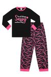 Girls I'm Not Always SASSY Sometimes I Sleep Cotton Long Pyjama Set (9-10 Years) Black