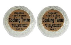 Regency Wraps Butchers Cooking Twine Ball, Made of Heavy-Weight Natural Cotton for Turkey Trussing and Meat Prep for Roasting, 200 ft Ball, Pack of 2