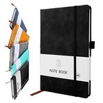 A5 Notebook, Notebook A5 Note Book Note Pad Journal Notebook A5 Notepad PU Leather Notebook for Office School Home Business Writing & Note Taking 200 Pages (100 Sheets)- Black