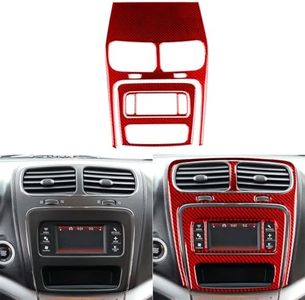 Real Premium 3K Carbon Fiber Decals Center Console Kit Trim Cover Sticker Decoration Compatible with Dodge Journey 2011 2012 2013 2014 2015 2016 2017 2018 2019 2020 Interior Accessories 4pcs Red
