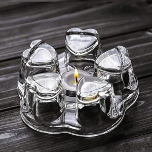 DOPUDO Teapot Warmer, Glass Tea Warmer 5.3 in Dial, Tea Cup Warmer Coffee Mug Wamer Desk Crystal Heart Shape Trivet, Heater for Teapots Pitchers Carafe, Heating Base Tea Set Accessories