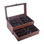 AUTOARK Leather & Velvet Clear Lid 12 Piece Eyeglasses Storage and Sunglass Glasses Display Drawer Lockable Case Organizer,Coffee,AW-164