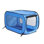 Beatrice Home Fashions Portable, Collapsible, Pop Up Travel Pet, Cat and Dog Kennel, 36" L x 22" W x 22" H, Blue