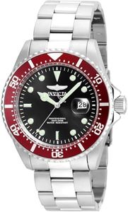 Invicta Pro Diver - Montre Homme Quartz en Acier Inoxydable - 43 mm, Argent / Rouge