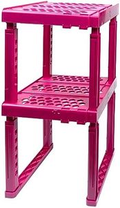 Locker Organizer Shelf， Adjustable Width and Height, Ideal Locker for School, Office, and Gym Lockers (Magenta 2 Pack)