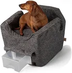 Snoozer Dog Car Seat with Storage Tray: Lookout II Car Seat for Small Dogs 0-15 lbs, Pet Car Seat to Alleviate Car Sickness for Dogs, Included Harness Strap, Merlin Pewter Removable Washable Cover