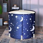 SMONTER Portable Ice Bath for Athletes and Adults - Foldable Bathtub for Outdoor or Bathroom, Polar Pod Design to Keep Temperature, Perfect for Recovery and Therapy Cold Plunge,70x70, Star-Moon