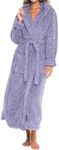 Alexander Del Rossa Women's Fuzzy Plush Fleece Bathrobe with Hood, Soft Warm Fluffy Hoodie, Hooded Lounge Robe Heathered Purple Large (A0304CDPLG), Heathered Purple