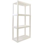 Oskar 4 Tier Plastic Shelf, Garage Shelving Unit, Rack and Storage Shelves - Ideal for Storage Shed, and Shelf Organizer - Perfect for Garage Storage and Shelving Solutions,White