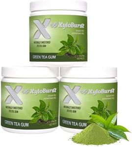 XyloBurst Gum | Xylitol Chewing Gum | Sugar Free, Gluten Free, Keto Friendly | Aspartame Free Gum For Oral Health | Green Tea | 100-Count Jar, Pack of 3