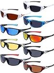 9 Pairs Polarized Sports Sunglasses Driving Shades Running Sunglasses for Men Polarized Tactical Sunglasses(Classic Colors)