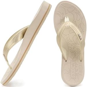 ONCAI Flip Flops For Women Yoga Mat Non-Slip Womens Flip Flops Thong Sandals Summer Beach Slippers With Arch Support Lightweight EVA Sole White Size 6.5
