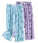 ENJOYNIGHT Women's Capri Pajama Pants Cotton Lounge Bottoms Print Sleep Pants with Drawstring(Small,KL+WR)