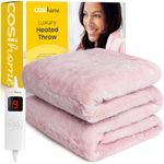 Cosi Home® Luxury Faux Fur Heated Throw - Electric Heated Blanket with 9 Heat Settings, 9 Hour Timer and Overheat Protection - Machine Washable with Remote Control - Pink Faux Fur Throw