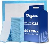 25 x Bazaar Disposable Incontinence Bed Pads 60 x 90cm | Highly-Absorbent Incontinence Bed Sheets | Waterproof Incontinence Sheets for Sofa, Mattress, Chair & for Babies, Children, Adults, & Elderly.