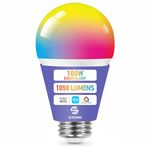 3Stone Smart Light Bulbs, 100W Equivalent WiFi Dimmable 2700-6500K RGBCW, Works with Alexa Google Home 2.4Ghz Only, A21 10W E26, No Hub Required