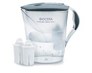 Biocera Alkaline Water Filter Jug With 2 Filter Cartridges - Produces Alkaline, Antioxidant, Hydrogen Rich Water - BPA-Free - NSF Certified - Cost Effective - Simple To Use - Grey Lid and Handle