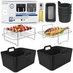 Premium 10 Pcs Accessories for Ninja AF400UK & DZ400UK Accessories | 10 PCS Air Fryer Accessories | 0.8mm Ridges for Air Flow, 2.5mm Thick, Dishwasher Safe | Specially Designed for 9.5L Dual Air Fryer