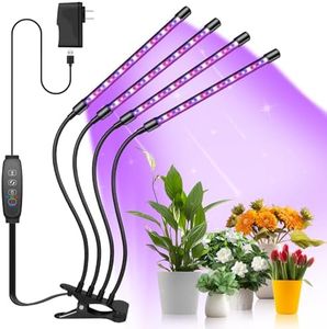 Grow Lights for Indoor Plants Full Spectrum,80 LEDs Plant Light for Indoor Plants with 3/9/12H Timer,4 Heads Clip On Plant Grow Light with 3 Modes,20%-100% Brightness
