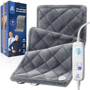 BOB AND BRAD Weighted Heating Pad with Far Infrared Therapy for Back Pain & Cramps Relief, Adjustable Belt Included, Deeper Muscle Relief for Neck and Shoulders, Leg, FSA HSA Eligible, 12"x24" (Gray)