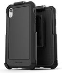 Encased iPhone XR Belt Clip Case with Holster, Protective Rugged Full Body Cover with Belt Holder (Falcon Series) Scratch Resistant Hard Back Bumper for Apple iPhone XR Phone (Black)