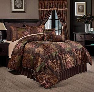 Chezmoi Collection Amelia 9-Piece Floral Jacquard Patchwork Comforter Set, Queen