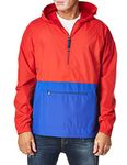 Charles River Apparel Unisex's Pack-N-Go Wind & Water-Resistant Pullover (Reg/Ext Sizes) Rain Jacket, Red/Royal, XXX-L