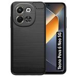 Fashionury Back Cover for Tecno Pova 6 Neo 5G | Anti-Slip Grip | Hybrid Protection Shockproof | Rubber TPU Stylish Back Case for Tecno Pova 6 Neo 5G (Black)