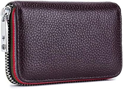New Upgrade Credit Card Holder Genuine Leather RFID Blocking Credit Card Wallet with Zipper Mini Card Card Wallet Business Case Purse Credit Card Holder for Men Women (Coffee)