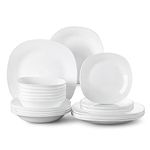 MALACASA, Series Esmer, 24-Piece Opal Glass Dinner Set Includes 6 Each of Dinner Plates, Soup Plates, Dessert Plates and Bowls, Service for 6