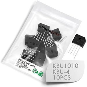 (Pack of 10 Pieces) Chanzon KBU1010 Bridge Rectifier Diode 10A 1000V KBU-4 (SIP-4) Single Phase, Full Wave 10 Amp 1000 Volt Electronic Silicon Diodes