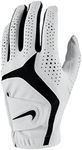 Nike Mens Dura Feel X Left Hand Golf Glove White | White | Black Medium