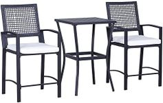 Outsunny 3pcs Patio Bar Set with So